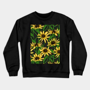 Yellow Rudbekia on black Crewneck Sweatshirt